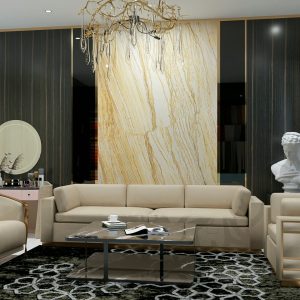 Tranh đá Quartz Vàng Calacatta