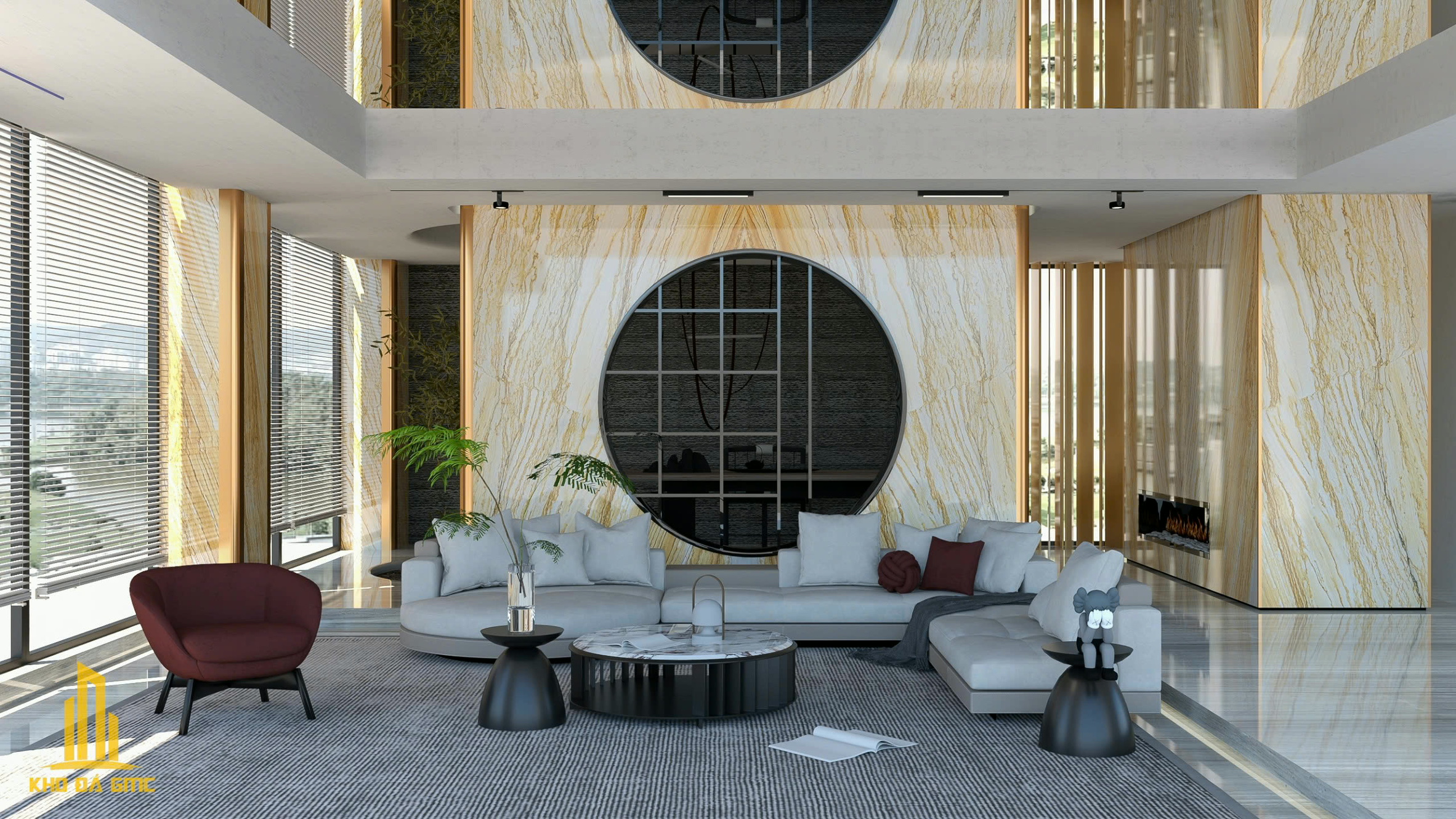 Tranh đá Quartz Vàng Calacatta